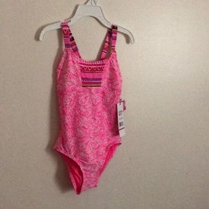Limited T006X pink one piece girls swimwear NWT